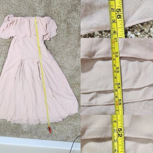 Monique Lhuillier Off the Shoulder Chiffon Gown Size 0 Style 450384 - Picture 14 of 16